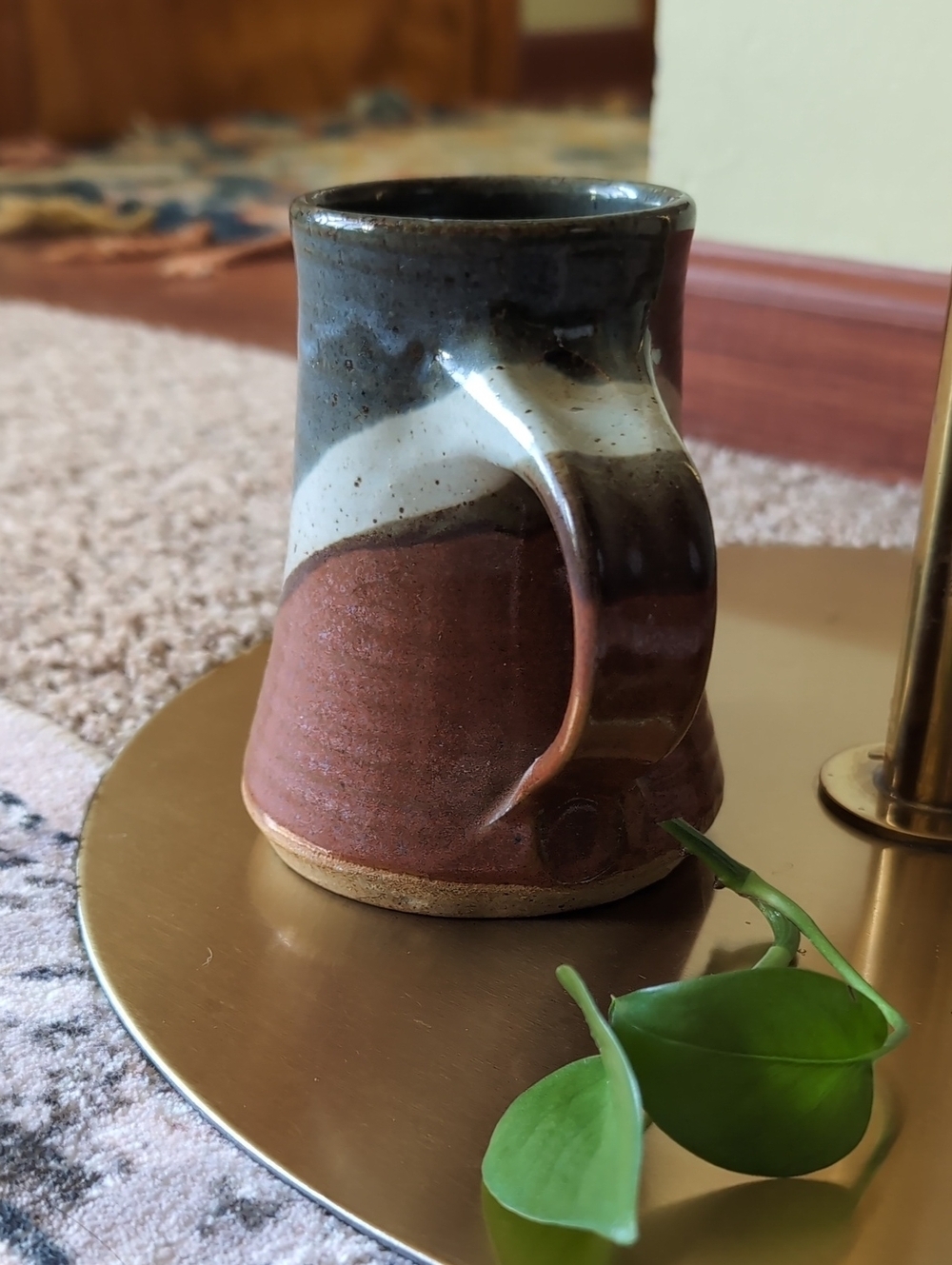 Ceramic Glazed Mug in Brown, Cream & Blue - Picture 5 of 12